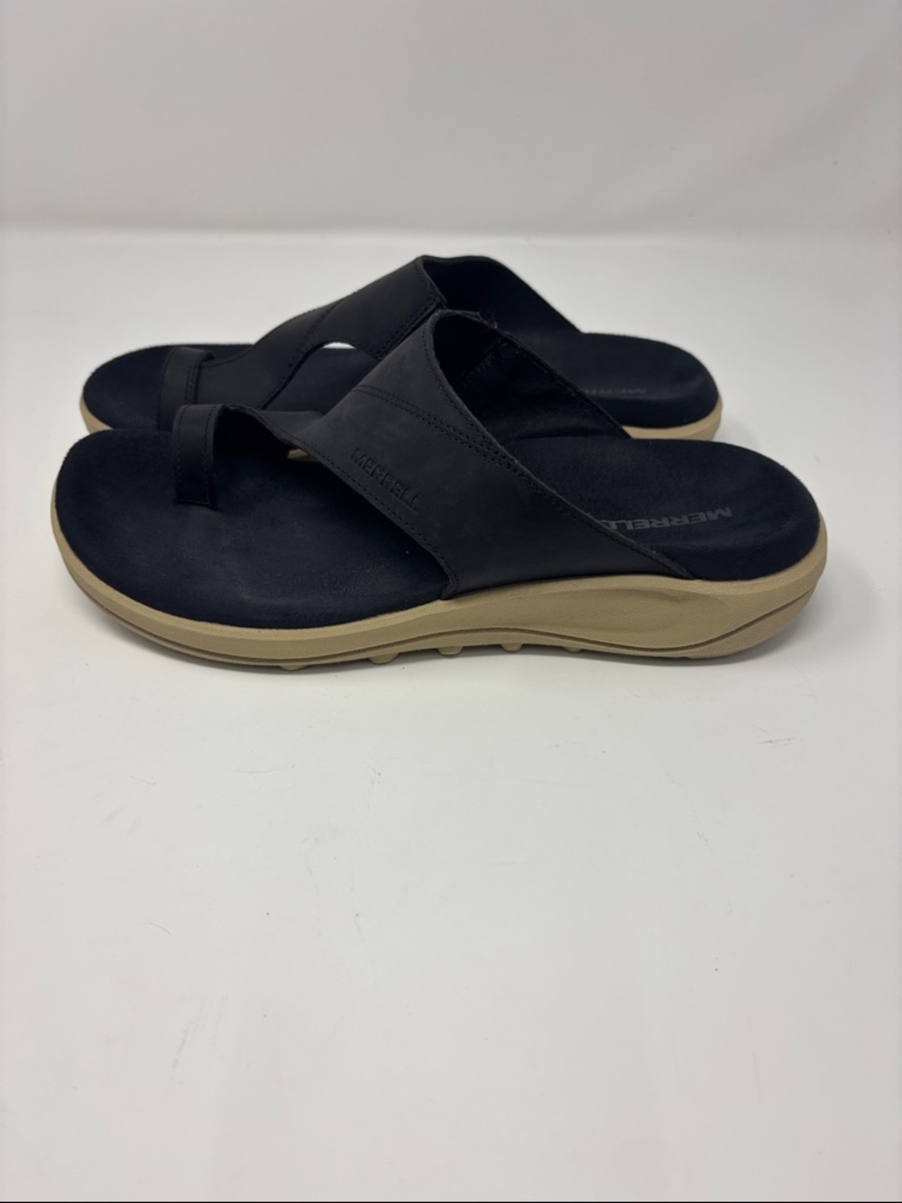 Merrell Black Slide Sandals with Tan Sole 7 - Picture 6 of 8